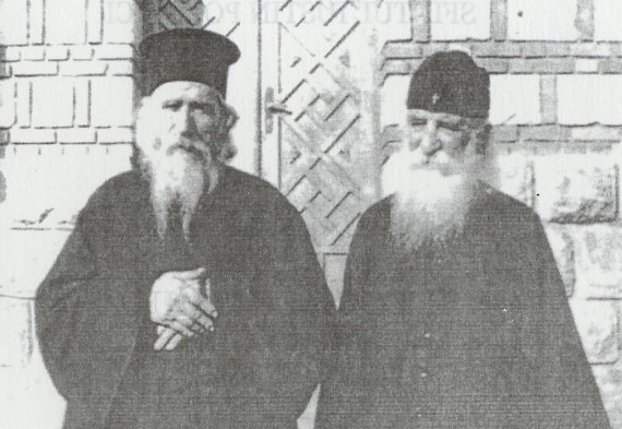 St. Justin Popovich (right) together with Elder Cleopa of Romania - Chelije Monastery, 1977