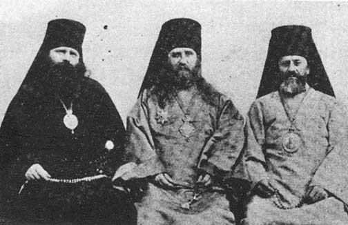 St. Tikhon center, with his two vicars - left Bishop Innokenty and right St. Raphael