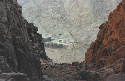 View of the Monastery of St. Catharine from Mount Sinai