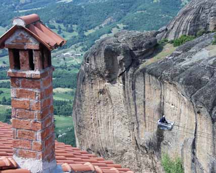 People crossing between monasteries and places