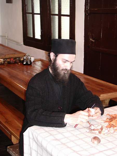 In the kitchen, Visoki Decani Monastery monk, Serbia